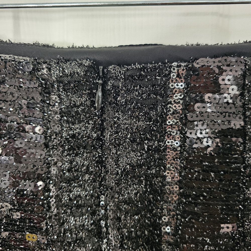 Express Black Grey Sequined Mini Statement Skirts… - image 5